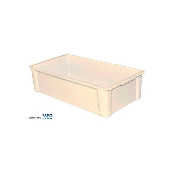 Mfg Tray Stackable Storage Tote, 22-3/8 in L x 12 in W x 6 in H, White, Fiberglass 8083085269 - main